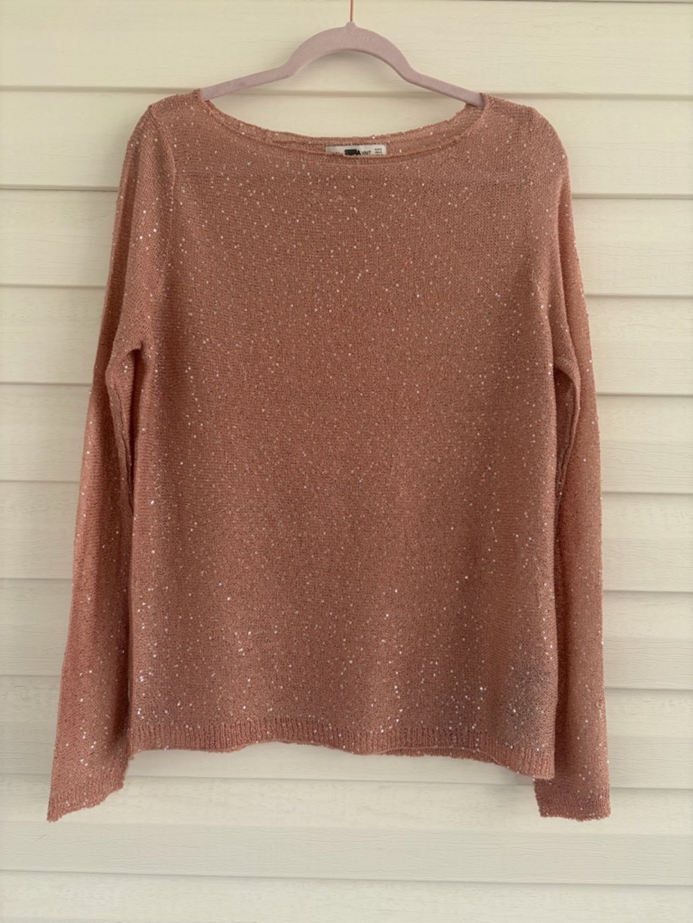Zara Blush Pink Sequin Knit Sweater ✨ Sparkle Top Holiday Party Glam